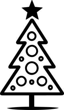 Beyaz Arkaplanda Yazdırma Tasarımı İçin Klasik Evergreen Noel Ağacı Logosu