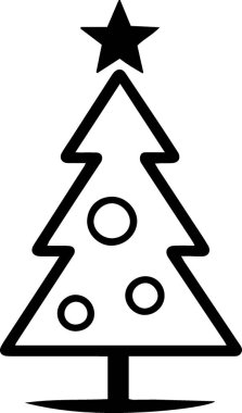 Düz Vektördeki Dijital Sanatsal Sanatın Klasik Evergreen Noel Ağacı Sembolü