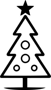 Basit Siluetli Tebrik Kartı Tasarımı için Klasik Şenlik Ağacı Grafiği