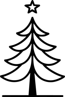 Dijital Sanatsal Çizim için Klasik Festive Festive Fife Tree Taslak Çizimi