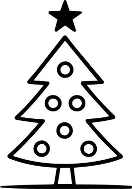 Satır Çizimi Olarak Yazdırma Tasarımı için Klasik Xmas Ağacı Sembolü