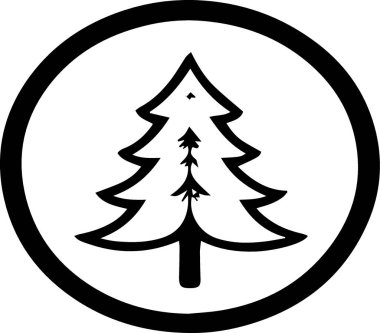 Çizgi Çizimi Olarak Dijital Sanat İçin Temiz Çam Ağacı Çizimi