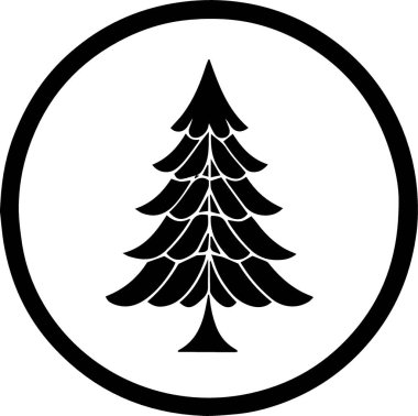 Monokrom Sanatında Noel Geçmişi İçin Temiz Çam Ağacı Silüeti