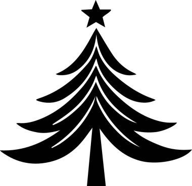 Minimal Stil Dijital Sanatsal Çalışmalar İçin Temiz Yeni Yıl Çam Ağacı Logosu