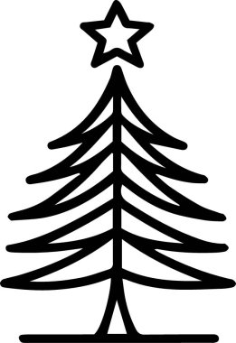 Modern Taslak Tatil Teması İçin Temiz Mevsimlik Tatil Ağacı Logosu