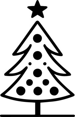 Düz Vektörde Yeni Yıl Kutlaması için Çağdaş Evergreen Noel Ağacı Logosu