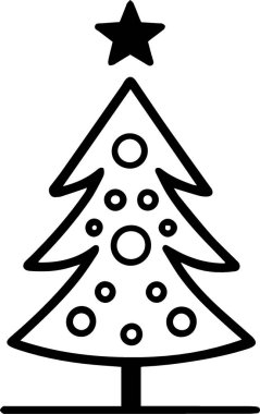 Satır Çizimi olarak Çağdaş Festive Festive Festive Fife Tree Design