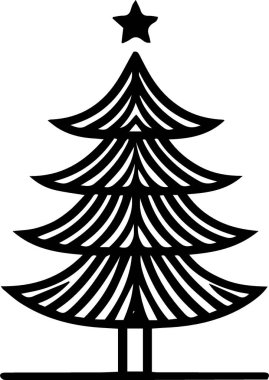 Beyaz Arkaplanda Yazdırma Tasarımı için Çağdaş Tatil Evergreen Ağaç Vektörü