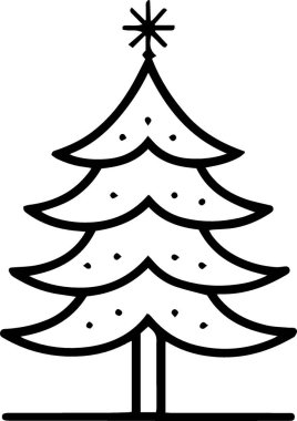 Düz Vektörde Yazdırma Tasarımı için Çağdaş Çam Ağacı Çizimi