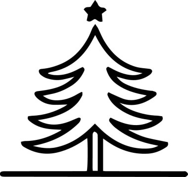 Basit Siluetli Hediye Etiketi için Çağdaş Kış Ağacı Resimleri