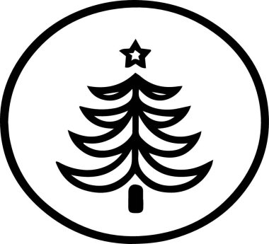 Monokrom Sanatında Yeni Yıl Kutlaması için Çağdaş Xmas Ağacı Grafiği