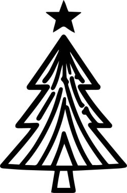 Minimal Stili Kış Dekorasyonu için Yaratıcı Evergreen Noel Ağacı Vektörü