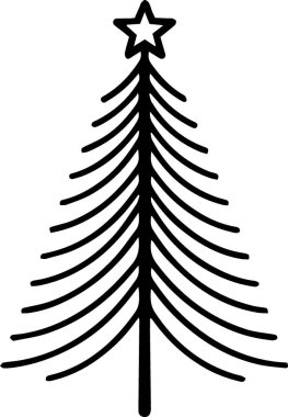 Monokrom Sanatında Kış Dekorasyonu İçin Dekoratif Fidan Ağacı Simgesi