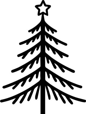 Zarif Şekilde Tatil Posteri için Dekoratif Fesatif Fidan Ağacı Silueti