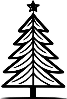 Temiz Çizgilerle Kış Dekorasyonu için Dekoratif Ağaç Vektörü