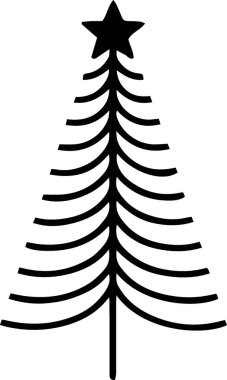 Beyaz Arkaplanda Mevsimsel Damgalama için Dekoratif Çam Ağacı Clipart