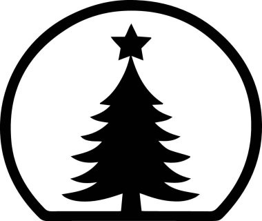 Yeni Yıl Dekoratif Çam Ağacı Tatil Teması Çizgi Çizimi olarak Simgesi