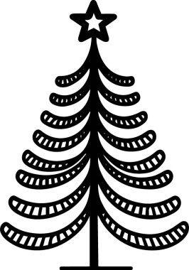 Basit Silueti olan Dekoratif Tatil Ağacı Vektörü