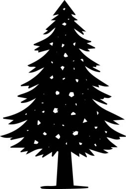 Asgari Baskı Tasarımı İçin Dekoratif Kış Çam Ağacı Çizimi