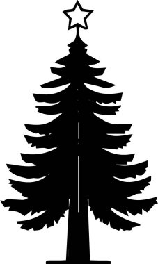 Monokrom Sanatında Tatil Teması İçin Dekoratif Kış Spruce Ağacı Taslağı