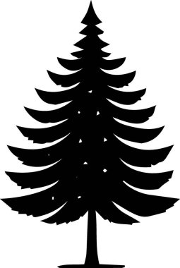 Basit Siluetli Tatil Posteri için Dekoratif Xmas Ağacı Clipart