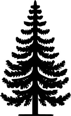 Düz Vektörde Hediye Etiketi için Ayrıntılı Noel Ağacı Çizimi