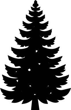 Zarif Şekilde Mevsimsel Damgalama İçin Ayrıntılı Tatil Evergreen Tree Silueti