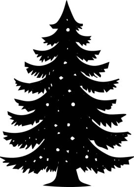 Temiz Satırlı Yazdırma Tasarımı için Ayrıntılı Tatil Çam Ağacı Simgesi