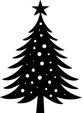 Şık Şekilde Tatil Teması için Ayrıntılı Xmas Ağacı Silüeti