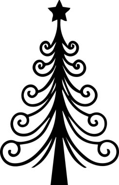 Temiz Çizgili Hediye Etiketi için Zarif Noel Ağacı Taslağı