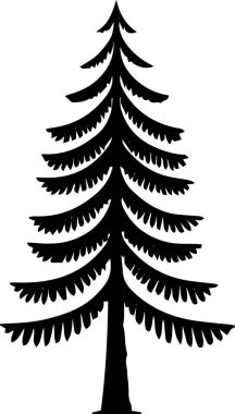 Monokrom Sanatında Tebrik Kartı Tasarımı İçin Zarif Evergreen Noel Ağacı Çizimi