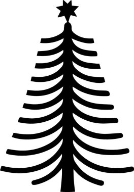 Basit Siluetli Yazdırma Tasarımı için Zarif Çam Ağacı Simgesi