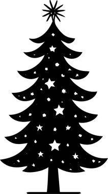 Monokrom Sanatında Tatil Teması İçin Zarif Yeni Yıl Çam Ağacı Grafiği