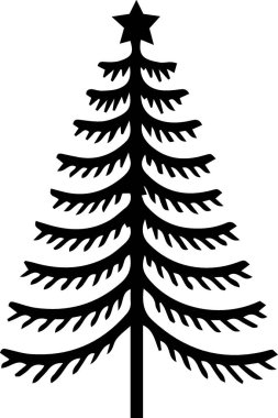 Düz Vektör 'deki Xmas Ağacı Tebrik Kart Tasarımı için Zirvesi