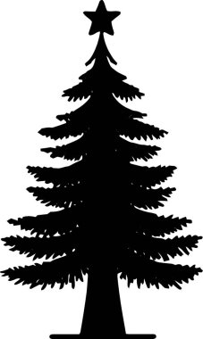 Modern Taslakta Şenlikli Noel Ağacı Silüeti Davetiyesi