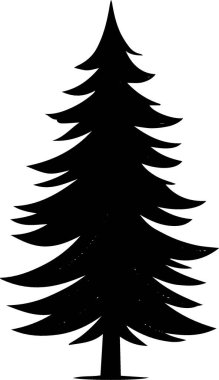 Düz Vektör Tatil Teması İçin Bayram Evergreen Tree Logosu