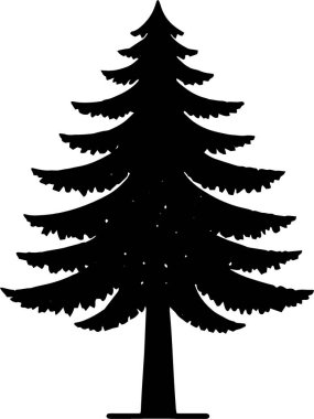 Monokrom Sanatında Kutlama Kartı Tasarımı İçin Bayram Çam Ağacı Tasarımı