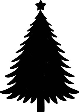 Basit Siluet Davetiyesi ile Şenlikli Bayram Ağacı Çizimi