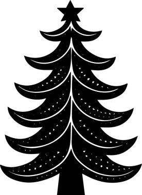 Beyaz Arkaplanda Yazdırma Tasarımı için Şenlikli Xmas Ağacı Çizimi