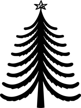 Tek Renkli Sanatta Yapı Projesi için Geometrik Festive Festive Fida Tree Taslak