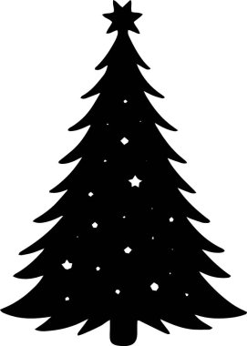 Geometrik Tatil Yeni Yıl için Evergreen Ağaç Tasarımı Çizgi Çizimi olarak Kutlama