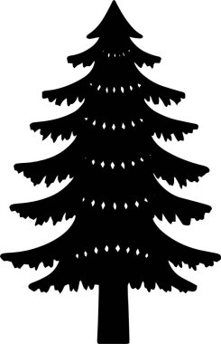 Temiz Çizgilerle Neşeli Davet İçin Geometrik Tatil Evergreen Ağacı Çizimi