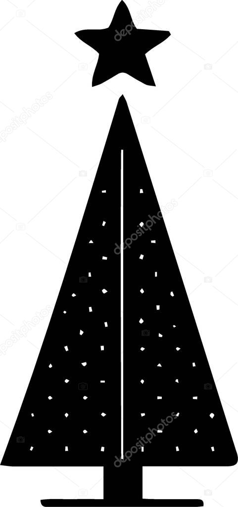 Vintage Winter Fir Tree Outline for Festive Poster with Festive Aesthetic