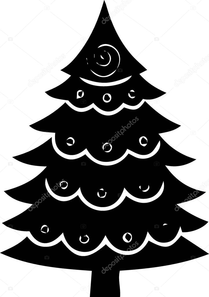 Vintage Winter Fir Tree Outline for Festive Poster with Festive Aesthetic