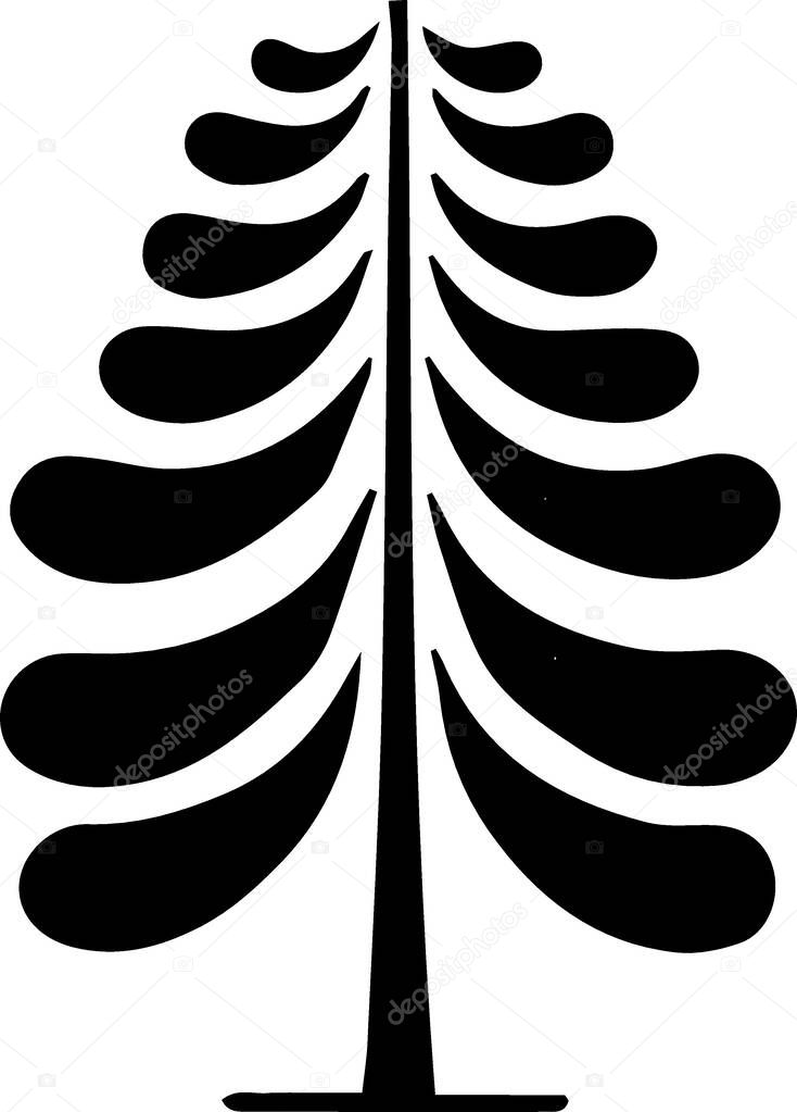 Vintage Winter Fir Tree Outline for Festive Poster with Festive Aesthetic