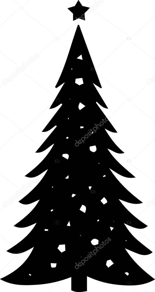 Christmas silhouette line art outline vector