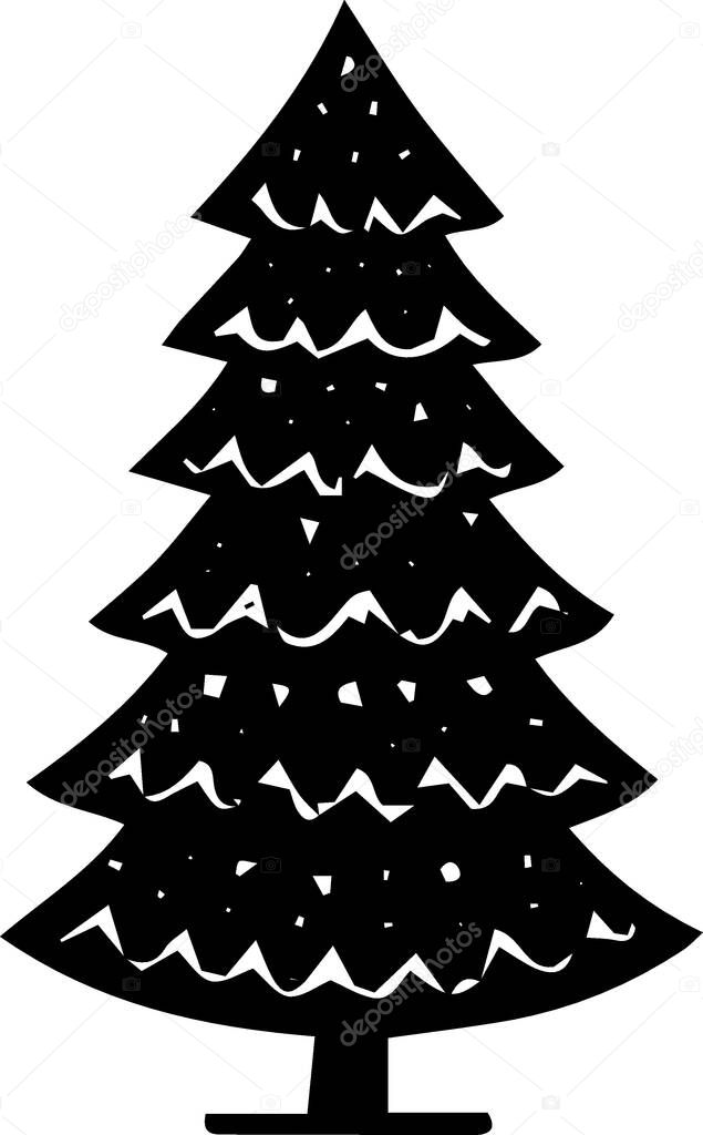 Christmas silhouette line art outline vector