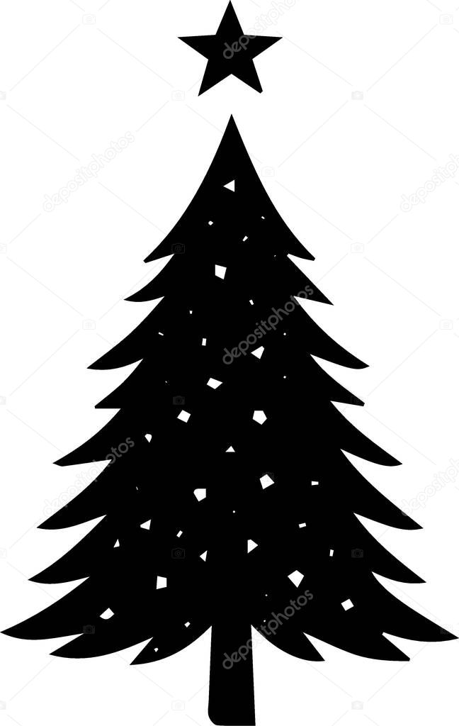 Christmas silhouette line art outline vector