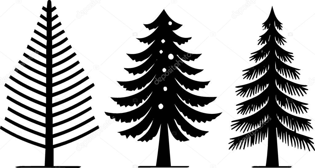 Christmas silhouette line art outline vector
