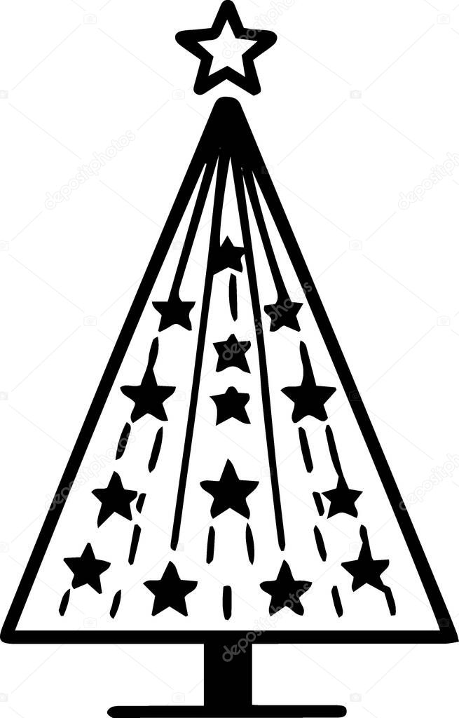 Christmas silhouette line art outline vector